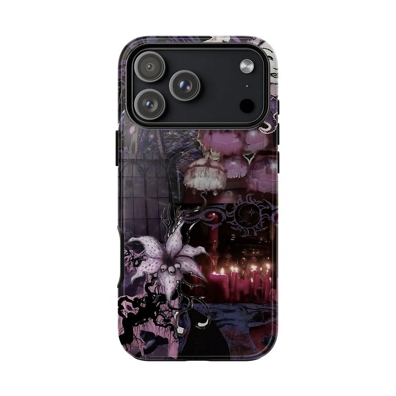 Celestial Gothic Phone Case – Dark Aesthetic Purple Moon Phone Cover for iPhone 17 16 15 14 13 12 11 Pro Max X XR XS & SS Galaxy S25 S24 S23 S22 S21 |   Fantasy Witchy Vibes, Spooky Mystical Moonlight & Lily Flower |   Gift for Her Women Girls