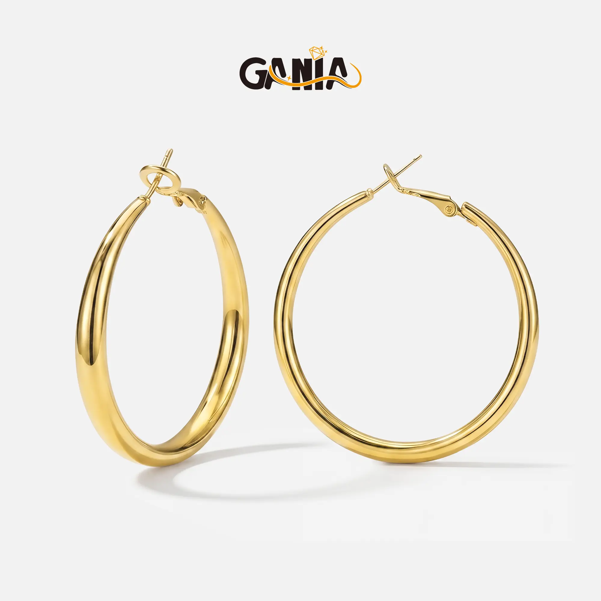 GANIA Gold Silver Hoop Earrings for Women, Skin-friendly Stainless Steel Lightweight Large & Small Hoops Set 30mm 40mm 50mm 60mm, Daily Wear Gift for Girlfriend Wife Mom