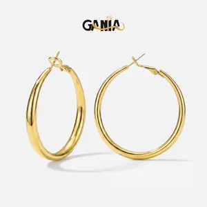 GANIA Gold Silver Hoop Earrings for Women Hypoallergenic Stainless Steel Lightweight Large Small Hoops Set 30mm 40mm 50mm 60mm Daily Wear Gift for Girlfriend Wife Mom
