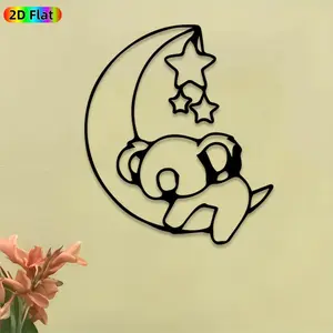1pc Moon & Bear Metal Wall Art,Moon & Bear Statue Mural, Ideal Gift for New Year, Easter, Celestial Animal Decor Enthusiasts, Weather-Resistant Metal Wall Decor Wall Sculptures, Perfect for Bedroom Wall & Garden Fence Moon & Bear Enthusiasts