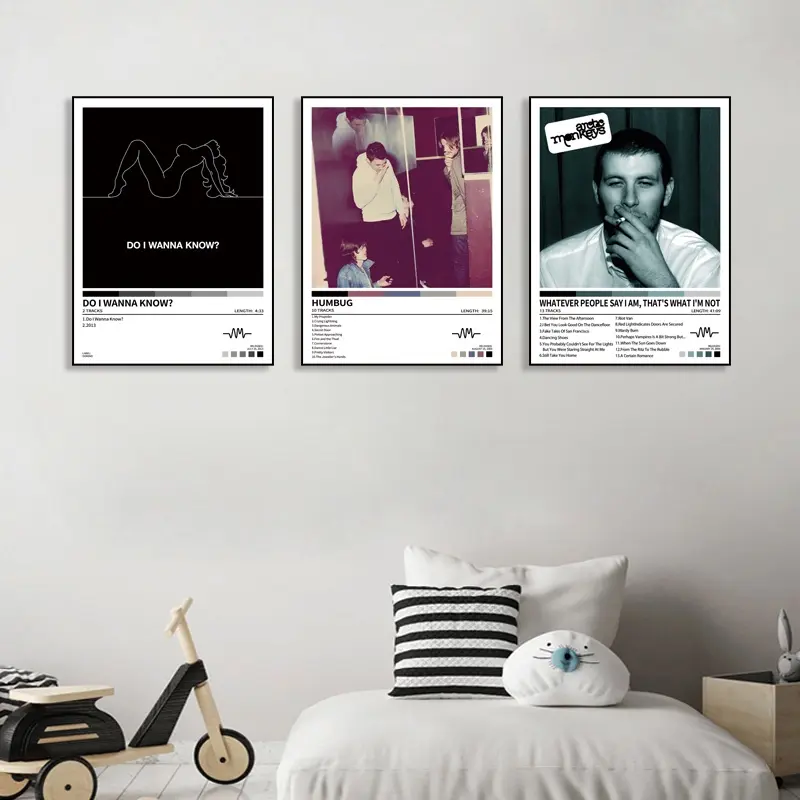 3-Piece Arctic Monkeys - Do I Wanna Know - Humbug Music Song Cover - Modern Art Print, Graphic Prints, Wall Decor, Suitable for Bedroom, Office, Living Room, Cafe or Dormitory, Poster Wall Art, Hanging Wall Art, Hip Hop Style Lovers, Frameless