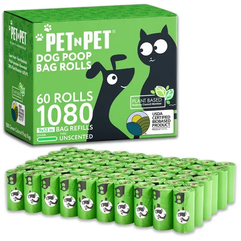 Pet N Pet Dog Poop Bag Rolls - 41% Plant Based, USDA Certified, 1080 Counts, Leakproof Poop Bags for Dogs, Waste Bags