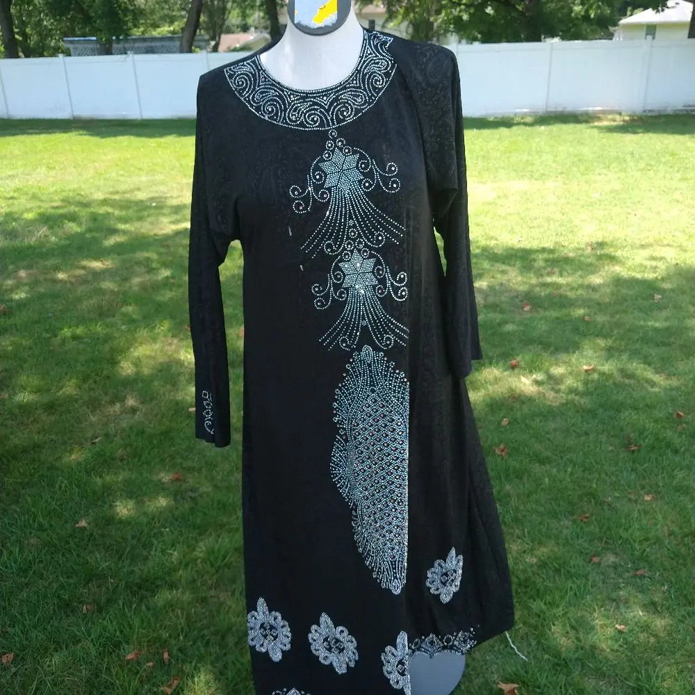Abaya Black Color with Gold and Silver Beads Medium Sized Dress Featuring  Elegant Beadwork Design - TikTok Shop