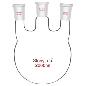 3 Straight Neck Round Bottom Flask, 24/40 Joints, 250-2000ml