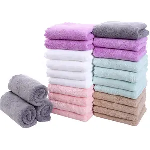 24 Pack Kitchen Dishcloths - Does Not Shed Fluff - Reusable Dish Towels, Dish cloths, Super Absorbent Coral Fleece Cleaning Cloths, Nonstick Oil Washable Fast Drying, 16 x 19 Inch (Multicolor)