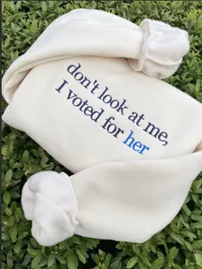 Don't Look At Me I Voted For Her Embroidered Sweatshirt, Kamala Harris Embroidered Sweatshirt, Kamala Harris Sweatshirt, Kamala Harris 2024 Election Shirt, Democratic Party Shirt, Election Sweatshirt