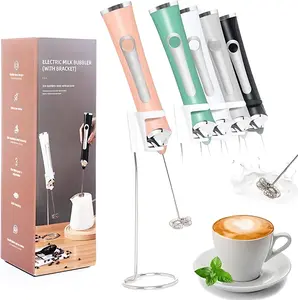 Handheld Milk Frother for Coffee, Rechargeable Electric Whisk whith 2 Heads 3 Speeds Drink Mixer Foam Maker For Latte,Cappuccino,Hot Chocolate,Egg,