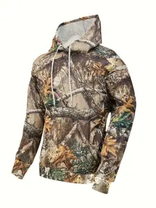 Men's casual hoodie, novelty sweater 3d branch camouflage printed sweatshirt, men's and women's jumper hooded sweatshirt