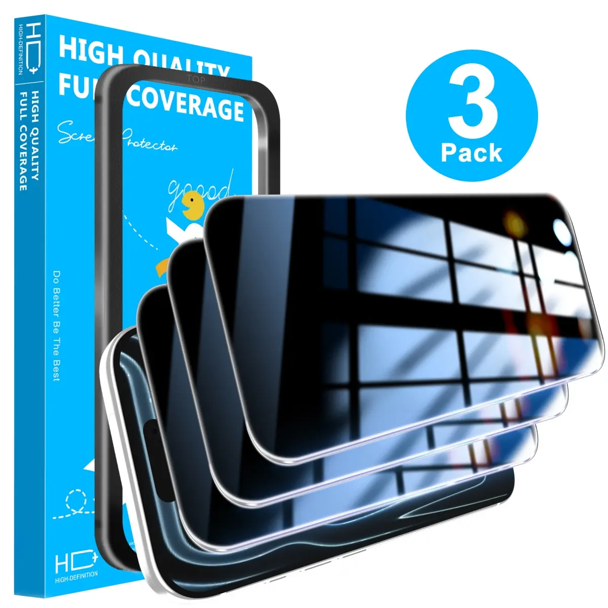 JavoYion 3-Pack Privacy Screen Protector for iPhone 17 Pro - Installation Frame, 9H Tempered Glass, Scratch-Resistant, Anti-Spy, HD Clarity, iphone 17 pro screen protector privacy, screen protector 17 pro  , Ultra-Smooth Touch, Crystal Clear,   Kit