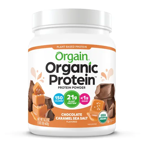 Orgain Organic Plant-Based Protein Powder - Chocolate Caramel Sea Salt | 21g Protein, USDA Organic, Vegan, Gluten-Free