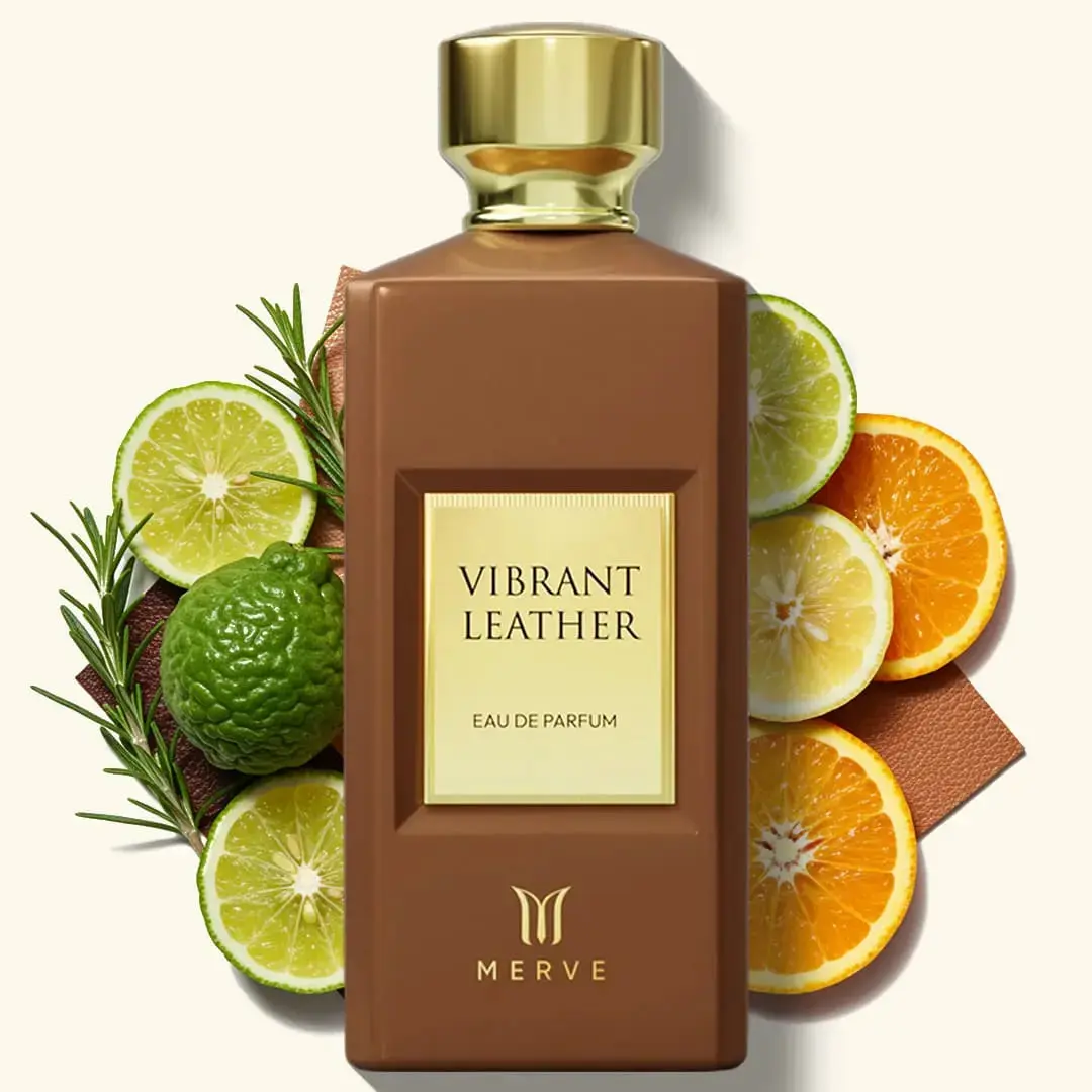 Merve Vibrant Leather Unisex Perfume 3.4 oz | Long Lasting 12+ Hours | Leather, Black Pepper, Oud, Amber, Spicy, Woody | Eau de Parfum | Vegan & Cruelty Free | Gift for Her & Him