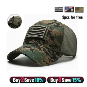 Classic Tactical Mesh Baseball Cap - Adjustable Camo Outdoor Sun Hat with Hook-and-Loop Patches for Hiking,Fishing and Everyday Wear