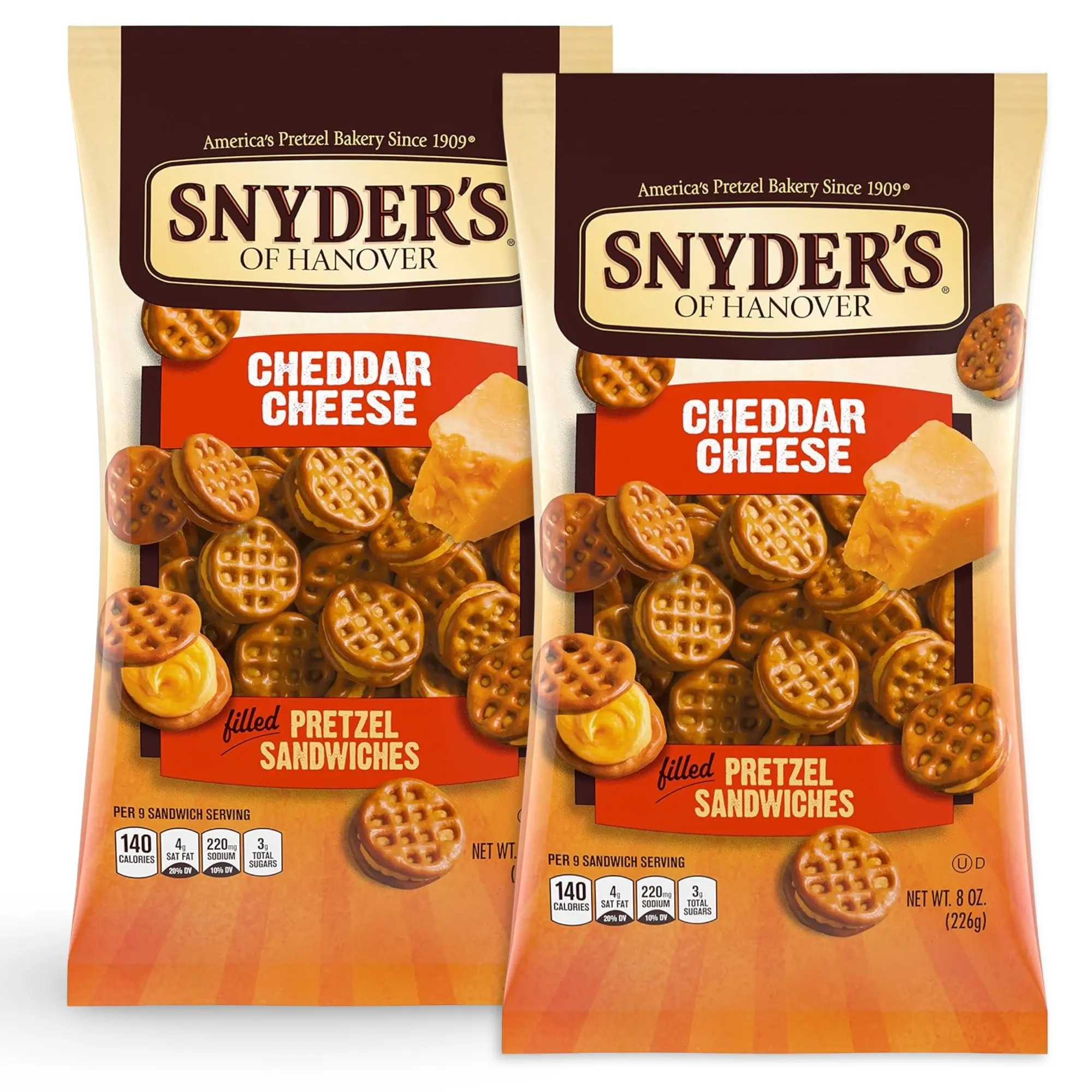 Snyder's of Hanover Pretzel Sandwiches - Cheddar Cheese - 8 oz - 2 Bags