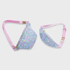 Once Upon a Bloom Fanny Pack Jumbo & Mini Sizes Adjustable Straps Zippered Compartment Floral Print Tummy Pouch Waist Bag Holder