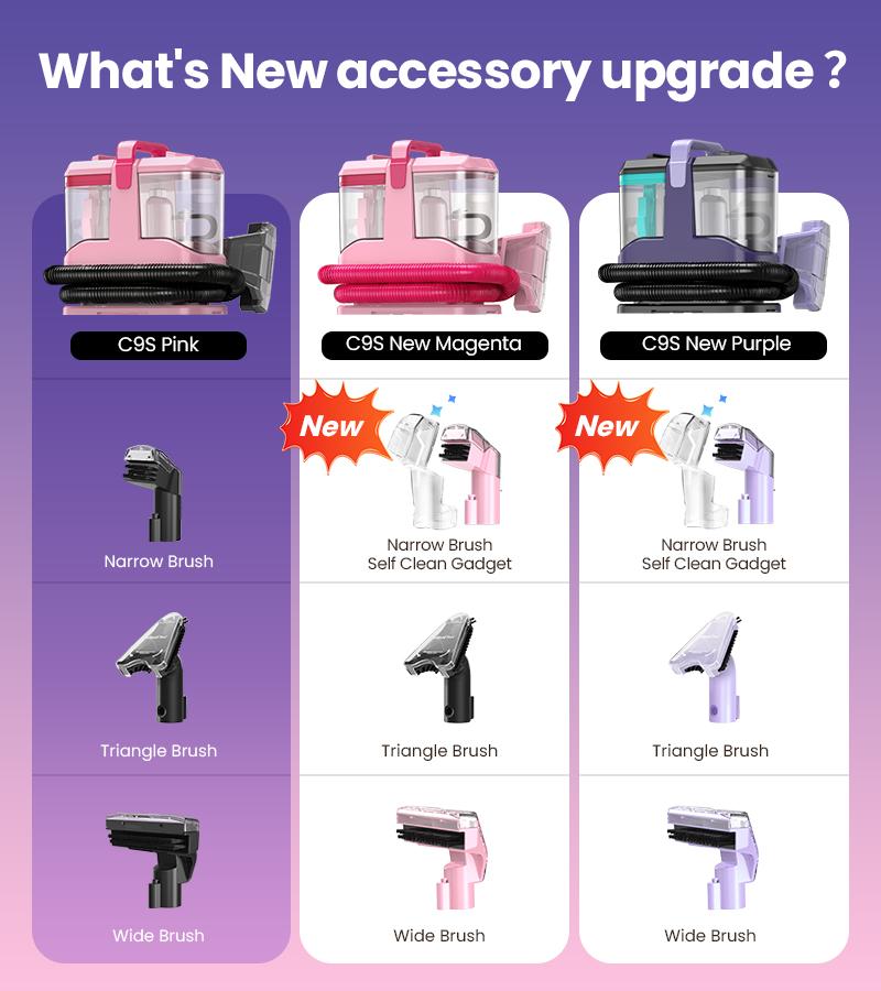 [NewYearSale!] Upholstery Carpet Vacuum Cleaner, 18KPa Suction Spot Cleaning Machine for Pet Stains, Carpets, Sofa, Car Seats, Mattress, with 3 Multipurpose Cleaning Tools, 6'' Deep Cleaning Brush | Portable 3-in-1 Little Pink C9S