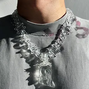 Jesus Pendant Necklace - Rough Transparent Acrylic Jesus Pendant Necklace, Men's Christian Gift - Hip Hop Style, Electroplating Process, TikTok Trend Items, Valentine's Day Gifts, Thanksgiving Home Decoration Luxury Headwear