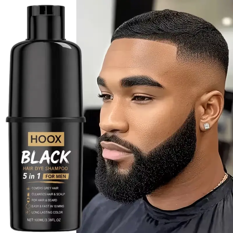 HOOX Men’s Colour-Preserving Shampoo, for black-dyed hair, suitable for hair and beards