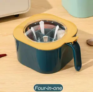 1pc 4-In-1 Large Capacity Spice Box with Lid Comes with 4 Spoons - High-Quality Sealed And Moisture-Proof, Easy to Clean And Carry, Perfect for Organizing Kitchen Spices at Home Or for Outdoor Camping And Barbecue Seasoning Storage. A Kitchen Essent