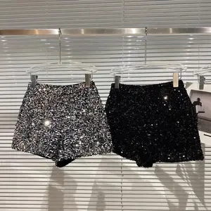 2025 New Full Sequined Shiny Heavy Work Zipper Nightclub Socialite Short Shorts Hot Pants for Women