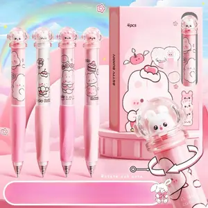 4 styles, 1 pack 4 stress relief twist gel pens with cartoon animal designs, click mechanism, smooth non bleeding ink, quick drying, DIY suitable study office writing black quick dry high capacity gel pens