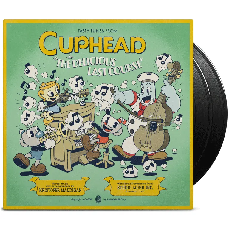 iam8bit Cuphead: The Delicious Last Course 2xLP Vinyl Records, Collectibles with Decadent Package, Tasty Tunes, Jazz, Cartoon