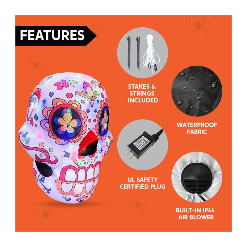Joiedomi 4 ft Day of the Dead w/Kaleidoscope Light Inflatable