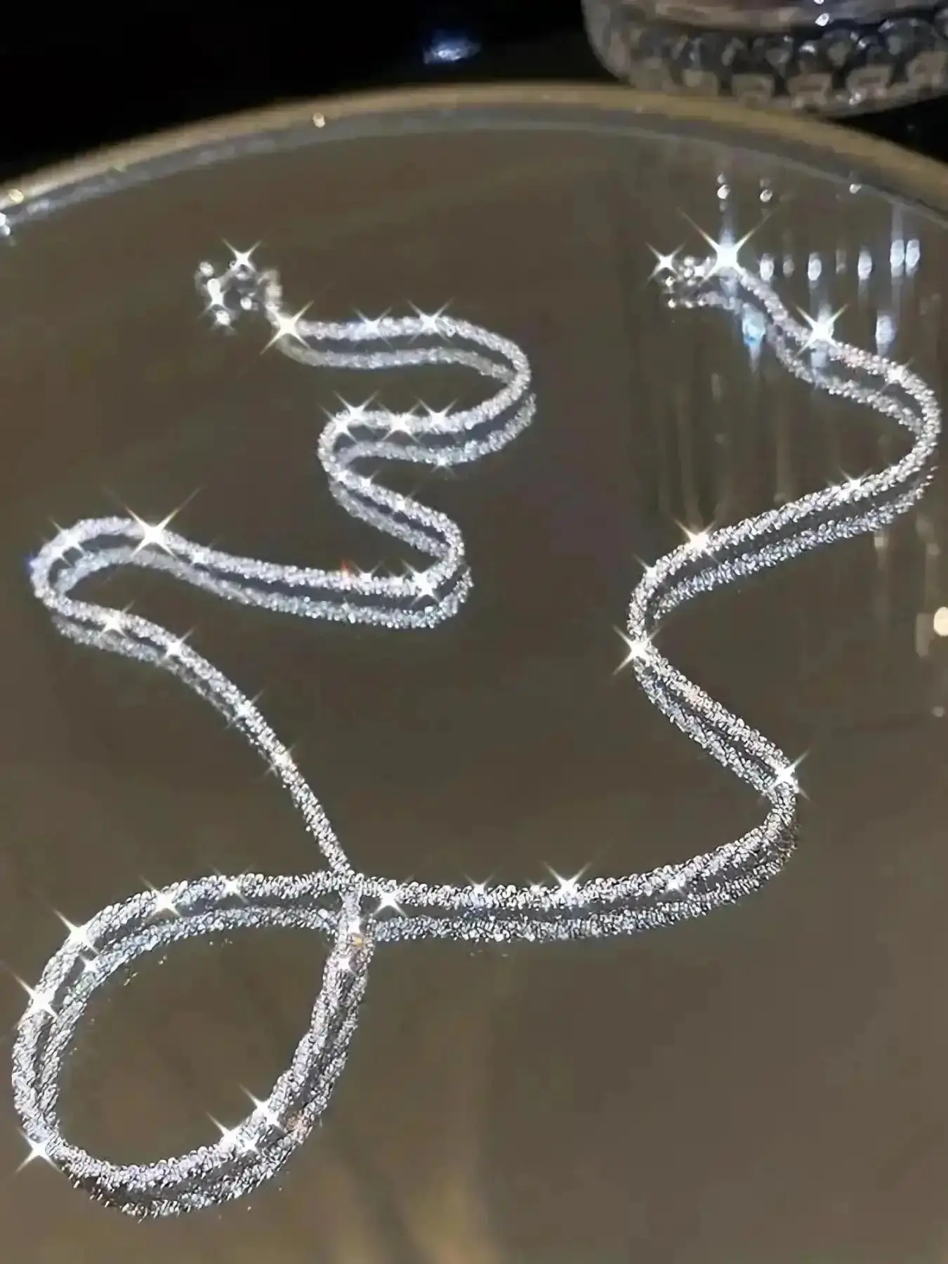 Sparkling Glittering Chain Necklace, Elegant Minimalist Women's Summer Accessories 2026 for Party, Daily, Back To School, Trendy All-match & Exquisite Jewelry for Anniversary classic design everyday essential versatile
