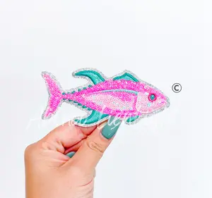 Pink Tuna Fish Sea Fishing Sequin Patch