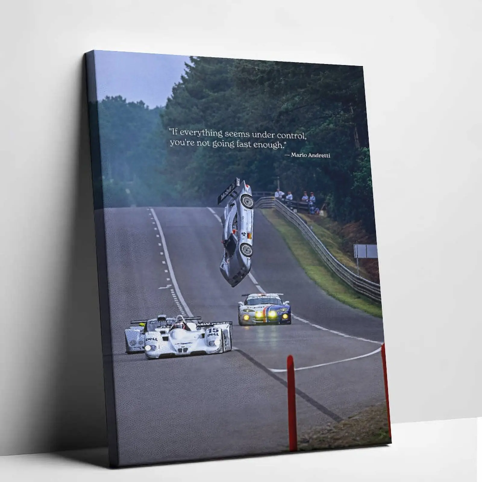 Classic Le Mans 1999 Race Car Flip Poster Canvas Painting Vintage Retro Motorsport Action Graphic Print Speed Quote Canvas Wall Art Decor Modern Aesthetic Pictures for Bedroom Garage Living Room