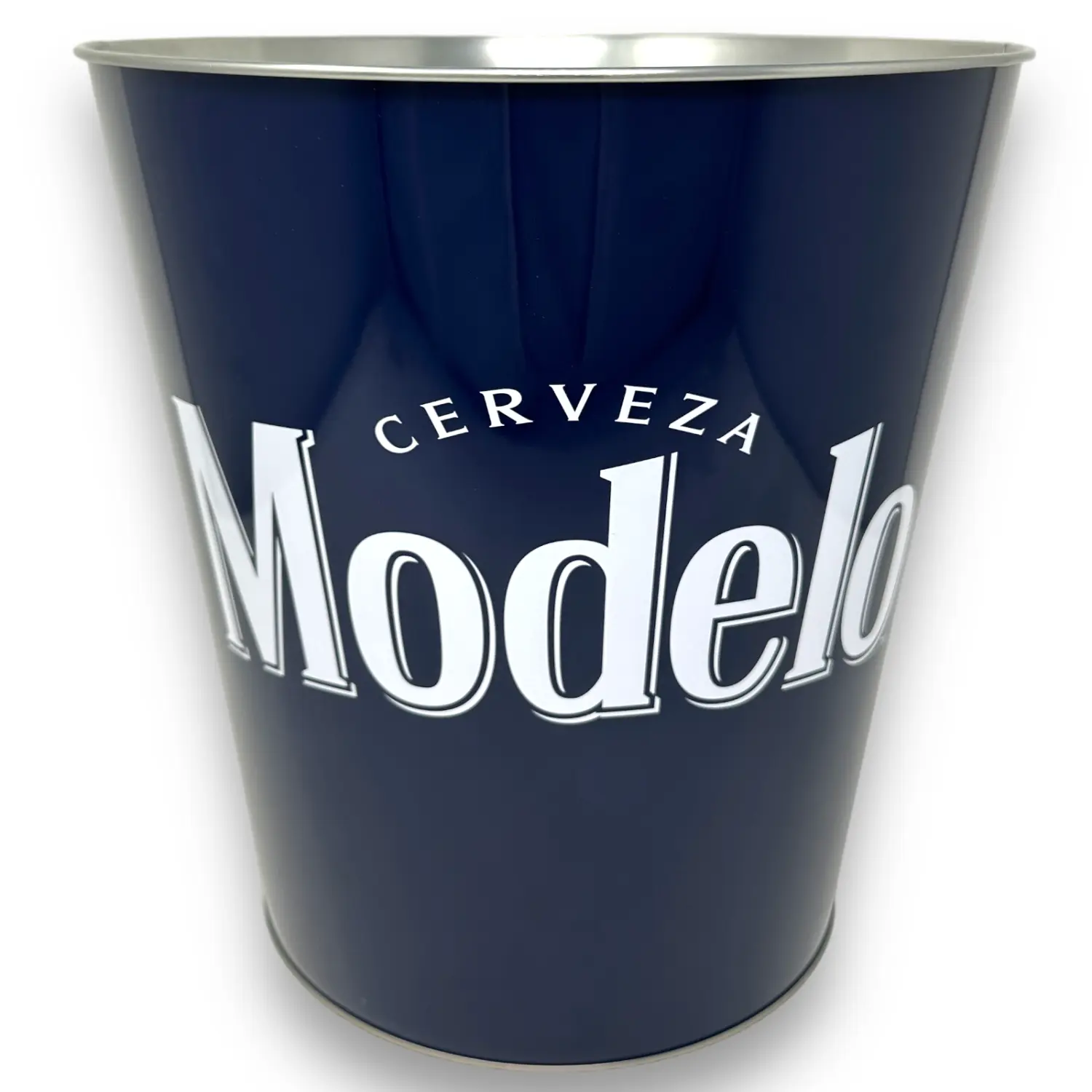 Pacífico Metallic Tapered Wastebasket Trash Can - Retro, Compact Official License Bin with Iconic Logo, for Home Kitchen, Man Cave Use