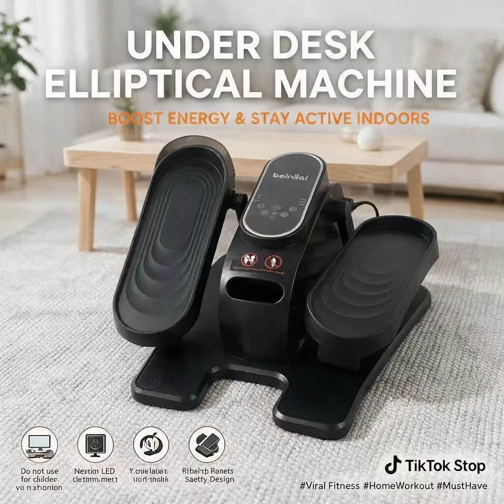 Unisex Under-Desk Elliptical Steppers - Electric Exercise Equipment for Home, 15 Adjustable Speeds Foot Pedal Exerciser, Remote Control, LCD Display, Quiet Operation, Compact Space Saver, Anti-Slip, Fully Assembled for Office