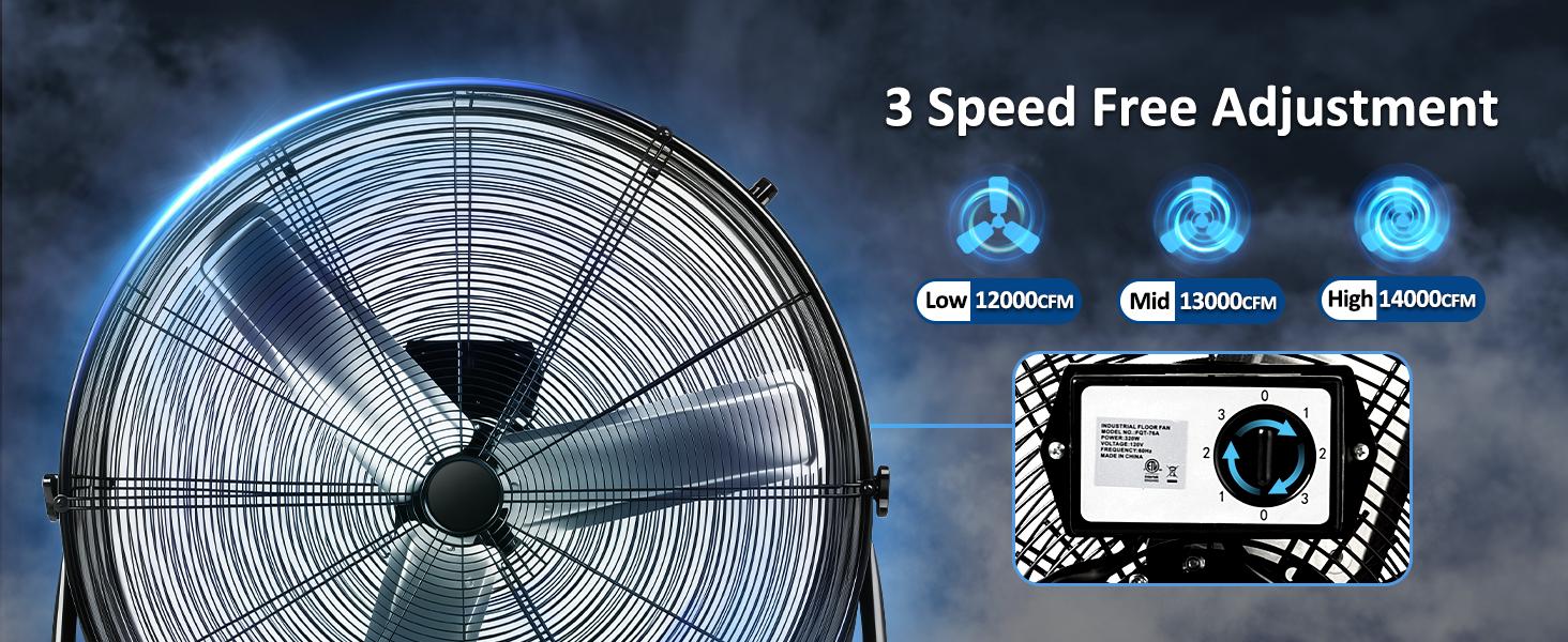30 Inch High Velocity Drum Industrial Fan, 13000 CFM 3-Speed Air Circulation Fan for Garage, Warehouse, Workshop, Factory and Basement,dorm essentials,home essentials