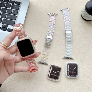 Unisex Holographic Transparent Resin Watch Strap, Fashion Replacement Band for Apple Watch All Series 1–11 SE Ultra, Multiple Sizes, Perfect Holiday Birthday Gift (Strap Only)