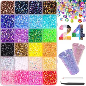 1Box Hot Selling AB Colored Rhinestones Nail Charms Mini Minimalist Sparkling Glitter Decorative Nails Flat Bottomed Half Circular Rhinestones Nail Art Decorations for DIY Nails Phone Case Cup Nails Kits