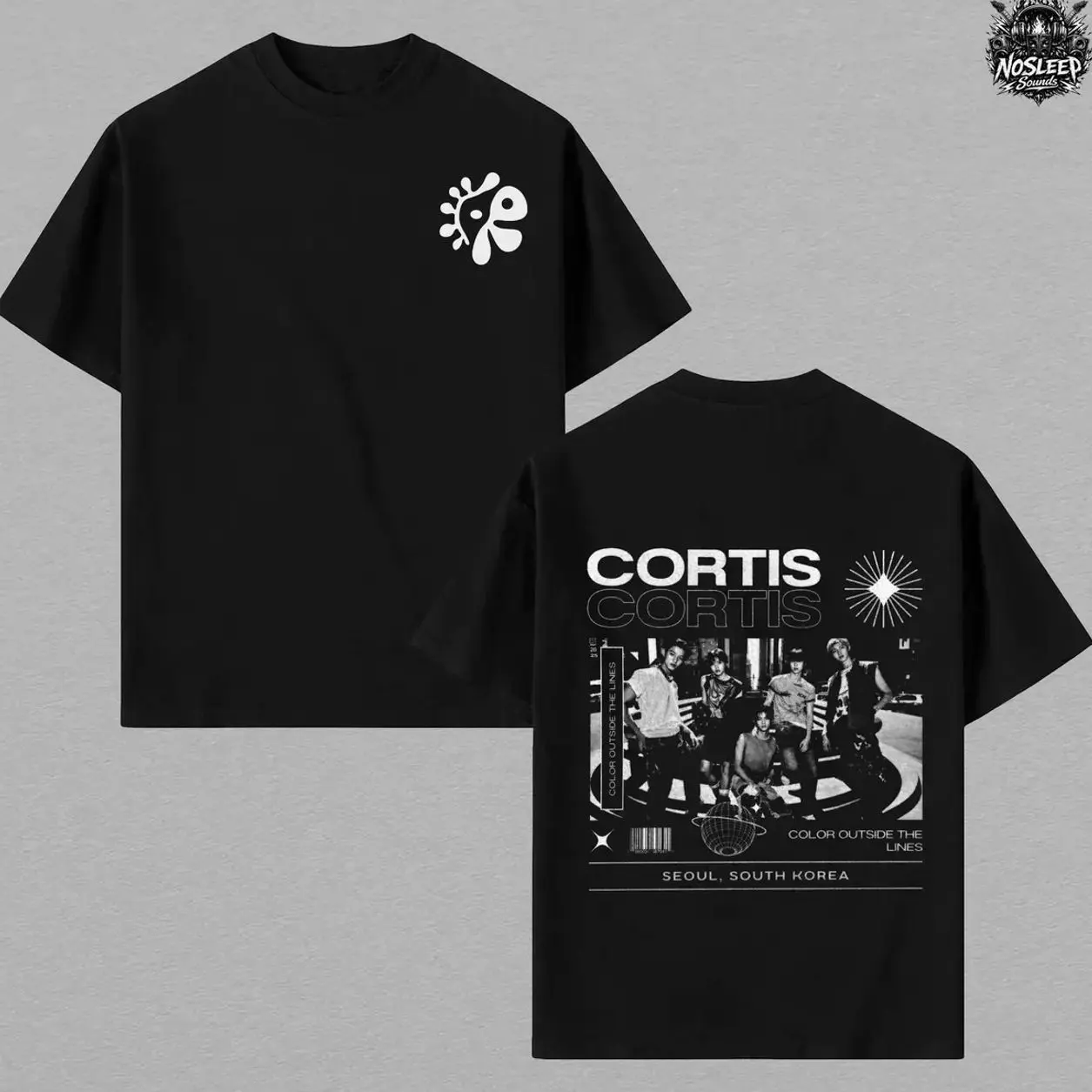 CORTIS Kpop T-Shirt, Color Outside The Lines Graphic Tee, Double Sided Print Korean Pop Group Design, Seoul South Korea Aesthetic Streetwear, Idol Band Merch Style, Soft Cotton Unisex Shirt, Casual Black Tee, Gift for Kpop Fans TQC