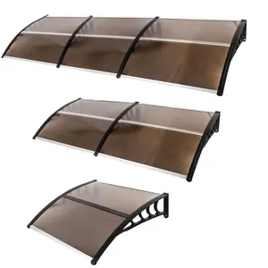 Window Awning Door Canopy Polycarbonate Cover UV Protection Outdoor Patio Brown Board White Bracket Rain Snow Sunlight Shield various specification