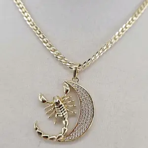 (95)scorpion/moon  pendant and chain.  3 sizes available.  20, 22,and 24 inch.