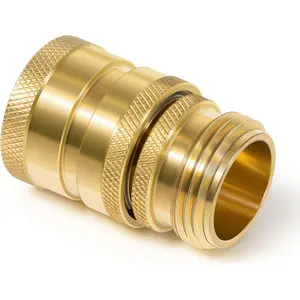 Hose Quick Disconnect Set Brass, 3/4" GHT Male x Female, Replace for 22729, Leak-Free Full Flow Hose Coupler, Quick Connector for Spigots, Nozzles, Sprayers