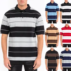 Men's Old School Striped Pique Polo Shirt Midweight - 9 Colors