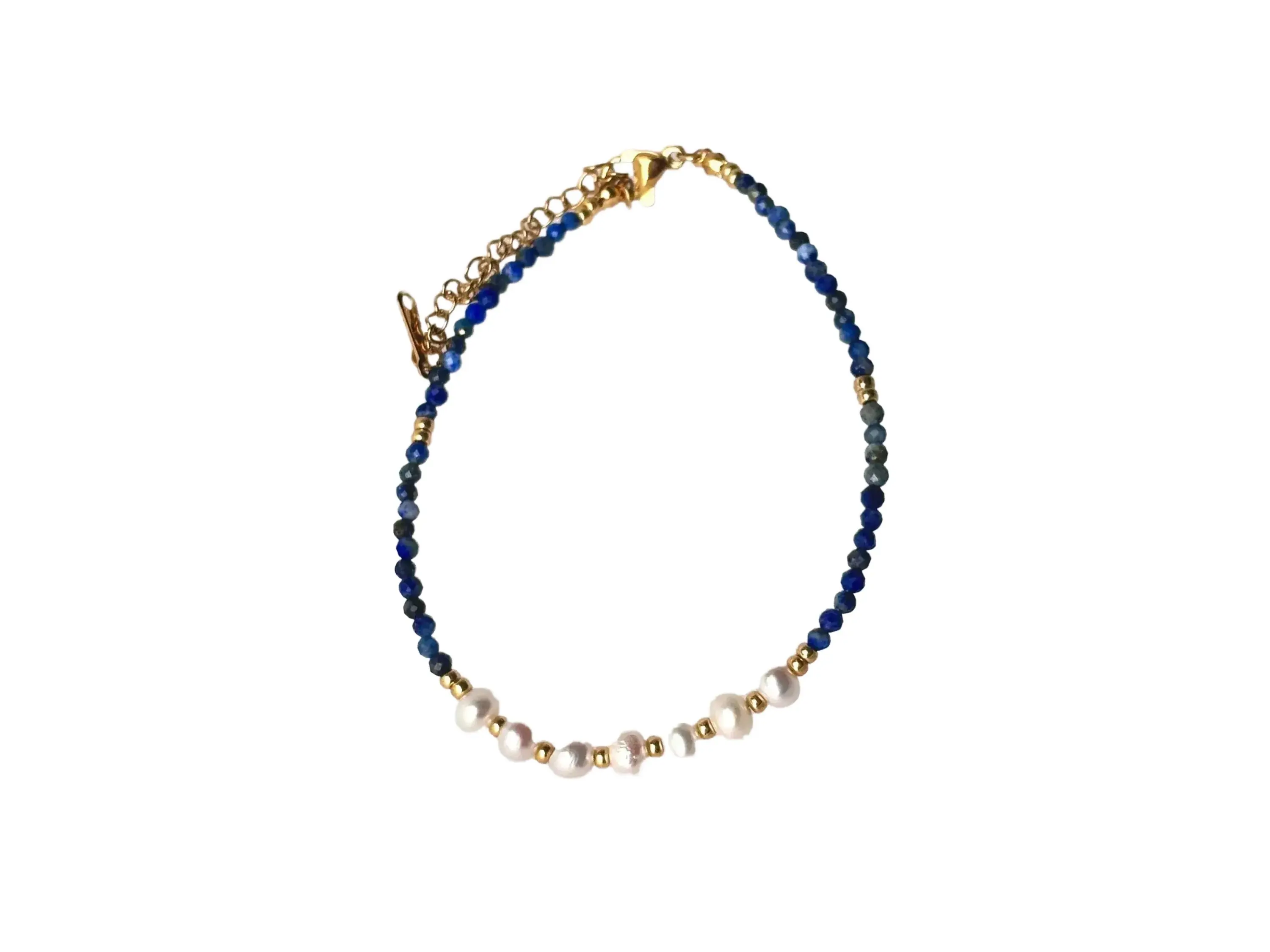 December Birthstone Bracelet – Adjustable Freshwater Pearl & Lapis Lazuli Jewelry