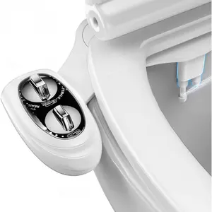 Bidet Attachment for Toilet, Toilet Bidet Non-Electric Bidet Toilet Attachment Dual Nozzles for Frontal/Rear Wash, Adjustable  Control (Black/White)