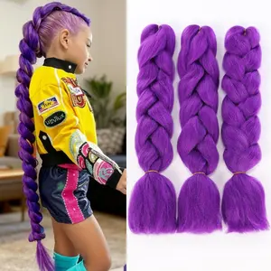 Braiding Hair 24 Inch 3 Packs Pre Stretched Box Braids Colorful Twist Braiding Hair Extensions Synthetic Crochet Braiding ()