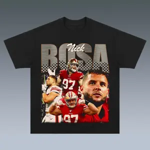 [SALE Up To 50% Off] Nick Bosa Graphic Tee, Y2K Crew Neck Streetwear T-Shirt, Unisex Crew Neck Tee, Vintage Football Graphic, Sports Player Bootleg Premium Style, Casual Cotton Fit 1 Sided