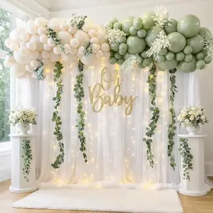 10Ft*10Ft White Yarn with Pearly Thick Layered Backdrop Curtain for Events and Photoshoots Elegant Design Easy to Hang