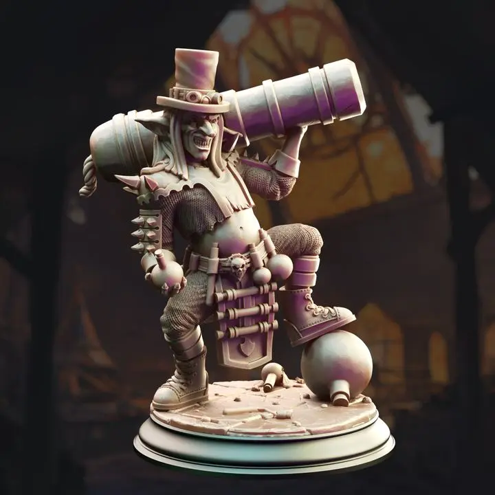 Goblin Manic Artificer - Brains Character Figure, 3D-Printed Collectible Miniature for DM Stash, Home Decor Statue, 3D-Printed Miniatures, Character Figure Miniatures