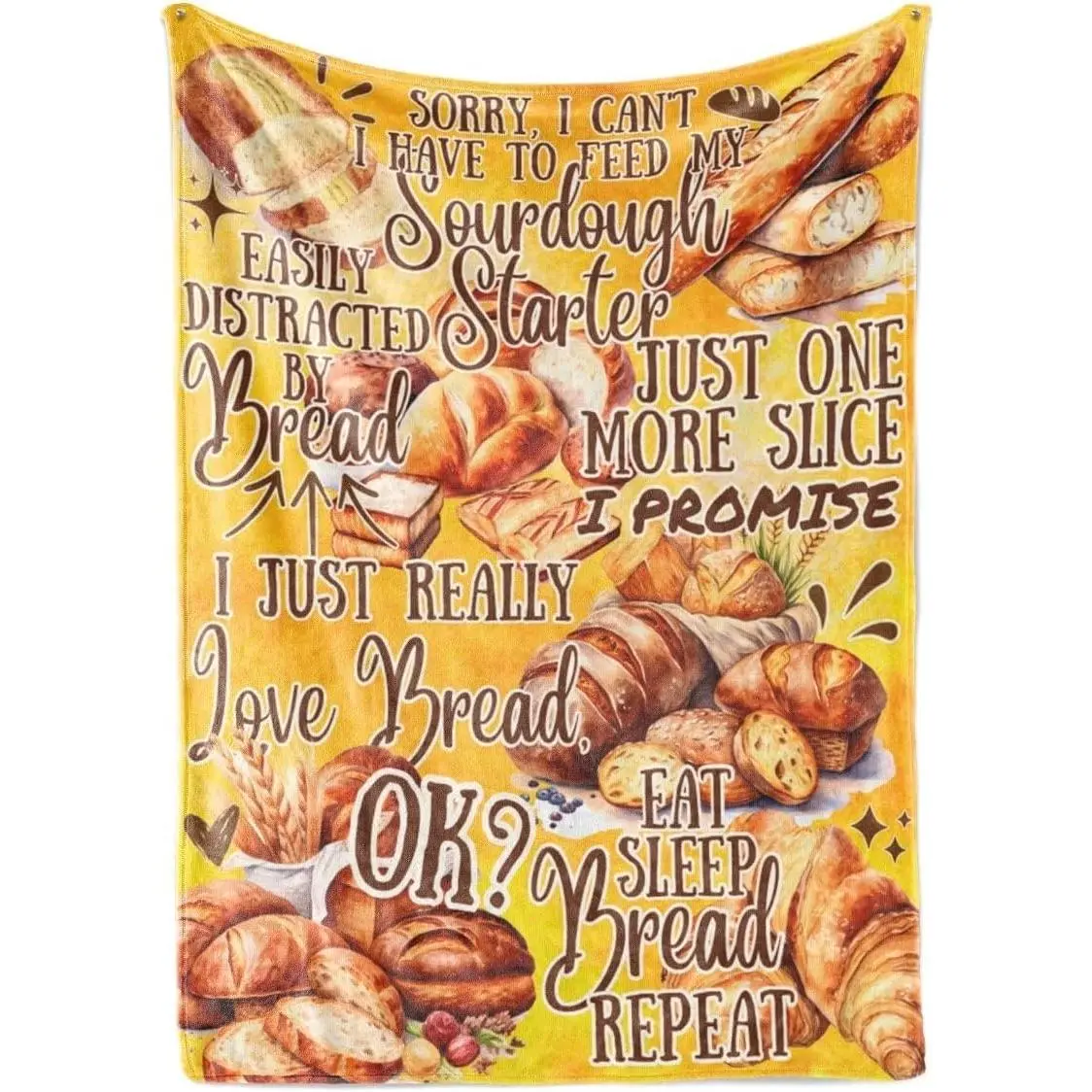 Bread Bakery Gifts Blanket, Bed Flannel Plush Throw, for Bread Lover, Women, Female (50"x 65")