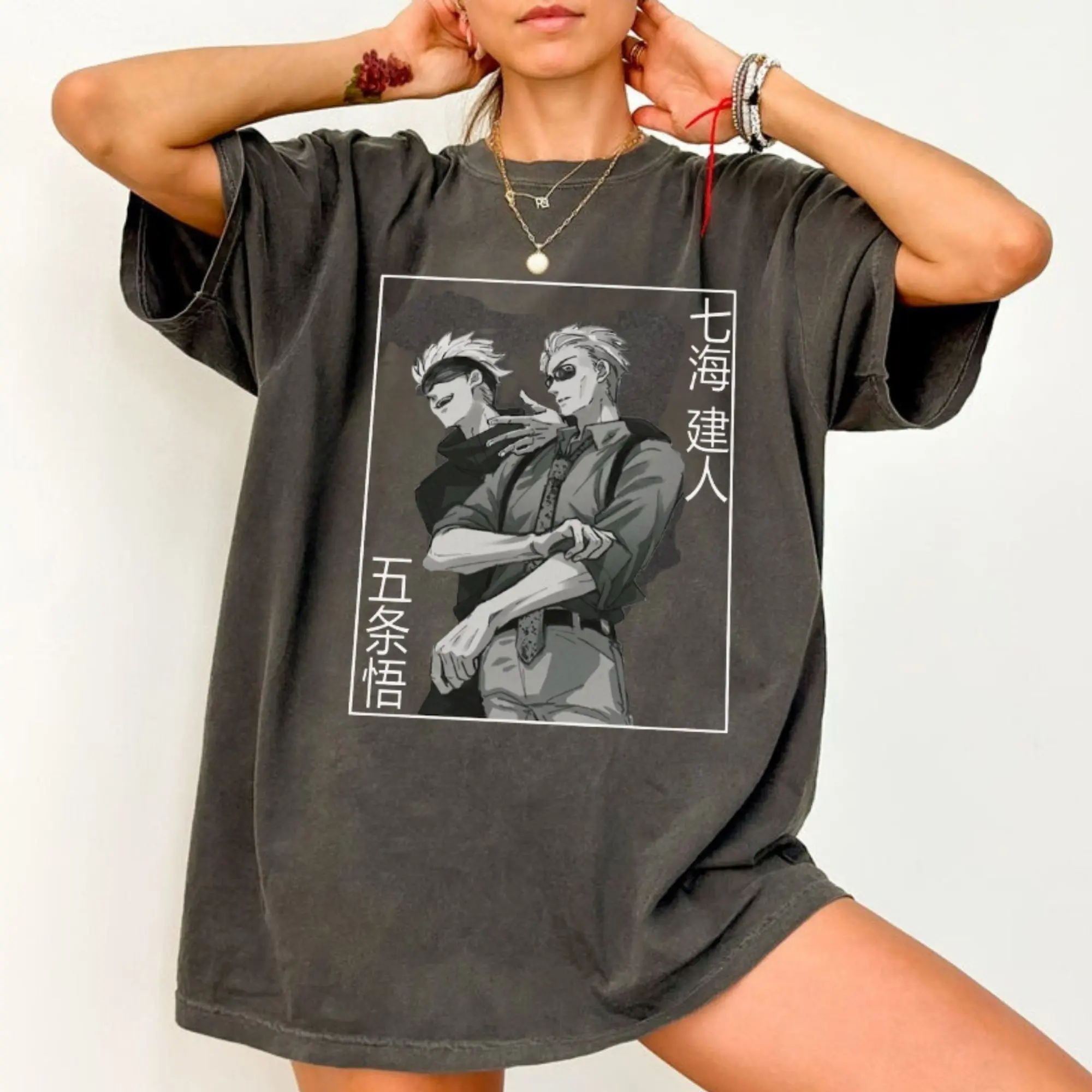 Anime T-shirt, Retro Nanamii and Gojoo Shirts, Anime Tee, Anime Gifts, Gift For Him, Gift For Her, Manga Tshirt, Graphic Tee