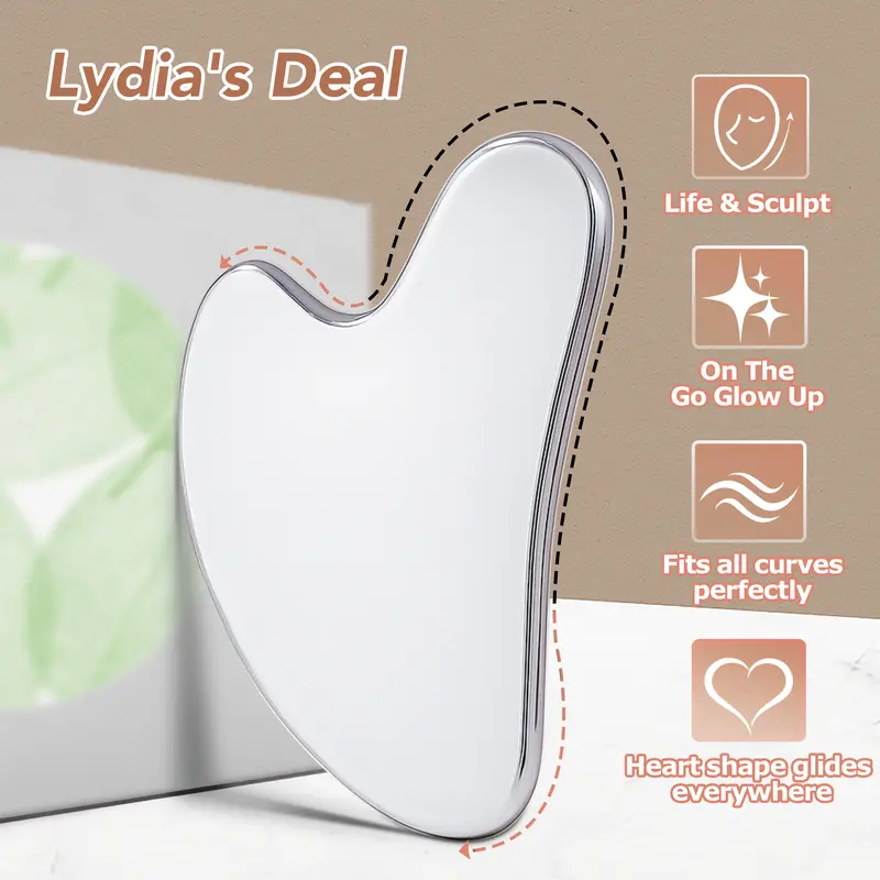304 Stainless Steel Gua Sha Facial Tools. Comfort Guasha Tool for Face or Body Massage. Skin Care Tool for Body Treatment, Metal Beauty Essentials