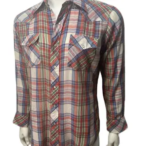 JCPenney Vintage Men's Multicolor Western Shirt Sz 16/33Casual Menswear Long Sleeve Plaid Pattern Classic