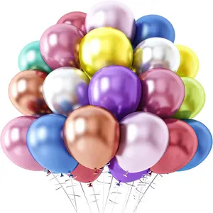 50 Colorful Party Balloons Thick Mixed Metal Latex Balloons, Perfect for Weddings Birthdays Baby Showers (multi-Color), Decorative Supplies, Metallic Latex Balloons
